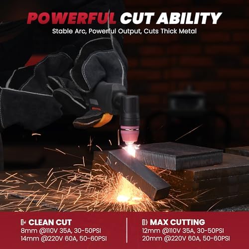 Bestarc 60A Pilot Arc Plasma Cutter, 110/220V, LED Display, Air Sensor