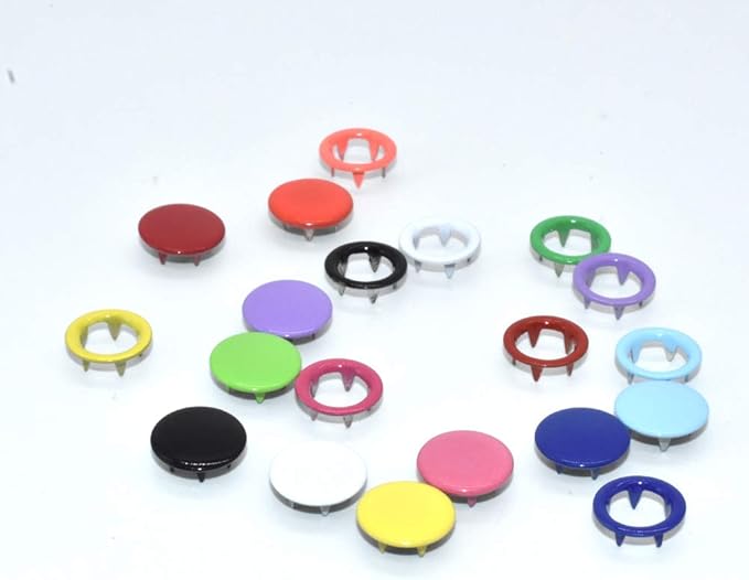 200 Set Snap Fastener Tool 10 Colors Solid &Hollow Mixed Diameter 9.5mm Metal Eyelets Shoes Clothes Crafts with Heavy-Duty Pliers