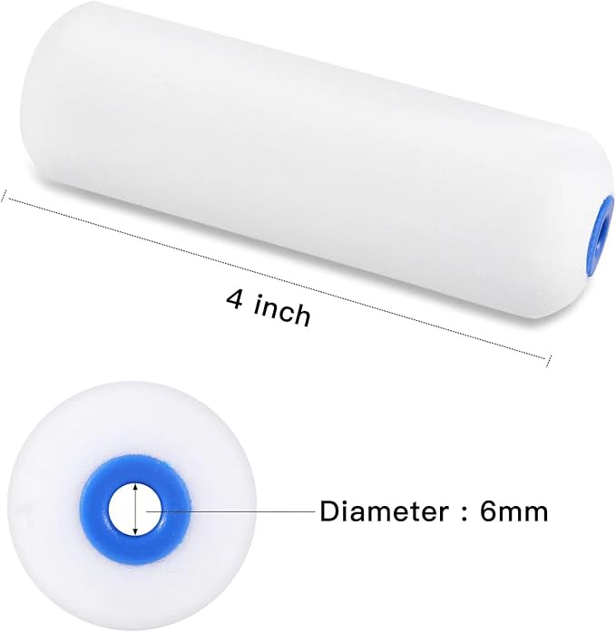 Mister Rui Foam Paint Roller - Small Paint Roller, Mini Paint Roller & Paint Roller Cover 4 inch for Painting Walls, Cabinets, Cupboards, Doors