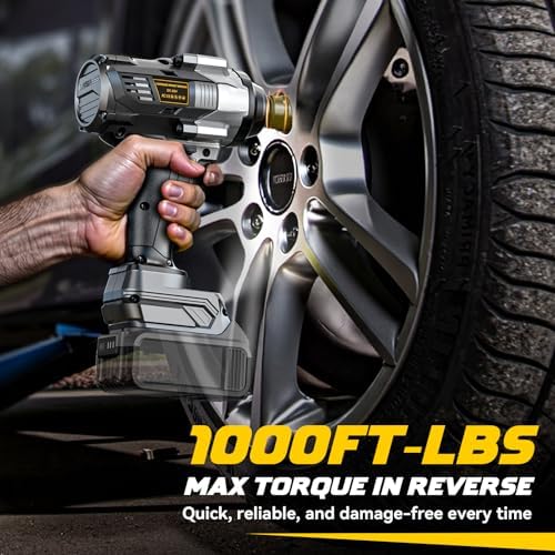DIYtoolifz Cordless Impact Wrench 1/2” Compatible with Dewalt 20v Battery(Bare Tool), 1000FT-LBS High Torque Impact Driver, Electric Impact Gun with LED Work Light, Variable Speeds, 4-Speed Control