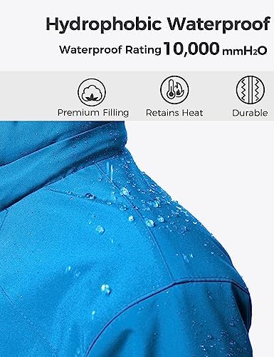 wantdo Boys' 3-in-1 Ski Jacket Fleece-Lined Winter Coat Hooded Raincoat
