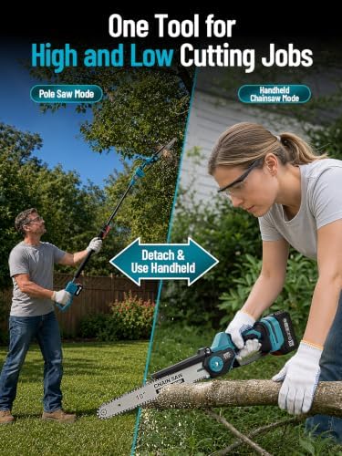 2-in-1 10 Inch Electric Pole Saw & Mini Chainsaw for Tree Trimming