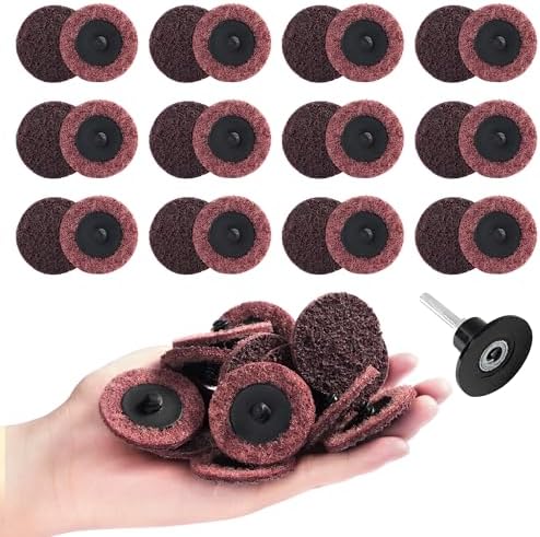 25 PCS Sanding Discs 2 Inch Quick Change Disc with 1/4" Shank Holder Snap-On Grinding Disc for Die Grinder Sanding Disc Medium Surface Conditioning Discs for Burr Finish Rust Paint Removal