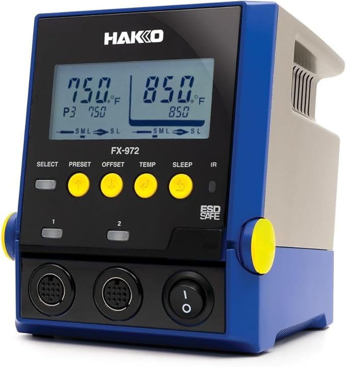Hakko FX972-010 - Dual Port Soldering Station with FX-9701 Iron