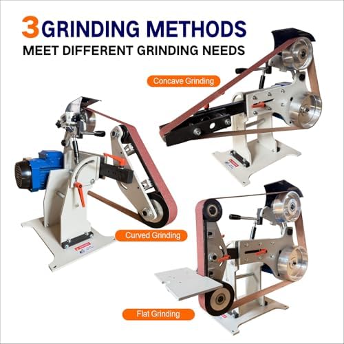 JLD Professional Belt Grinder Sander, 2x72 Inch Belt, 1500W Electric Motor with 2.2KW VFD, 2 sets of grinding kits with 3 grinding methods,Vertical and Horizontal operation includes 3 sanding belts.