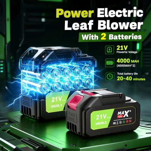 Handheld Leaf Blower as seen on TV, 990,000 RPM Cordless Leaf Blower with 2 Batteries and Charger, Blowers for Lawn Care, Patio, Leaves Dust, Snow, Car, Home(Green)