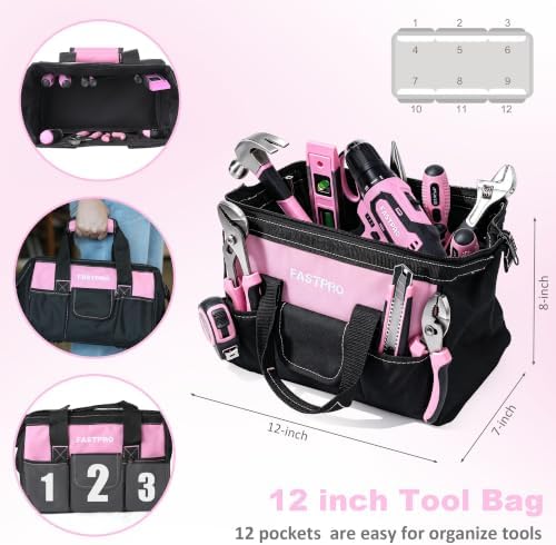 FASTPRO 232-Piece Pink Drill Set for Women, Pink Tool Set with Bag