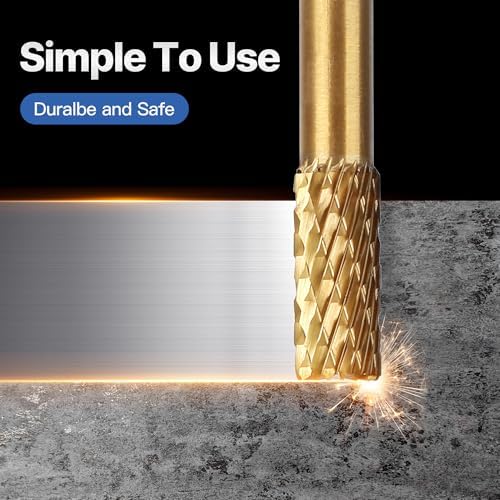 HUHAO Tungsten Carbide Rotary Burr Bit, Double Cut Carbide Burr 1/4" Shank Die Grinder Cutting Burrs Bit for Metal Working & Sturdy