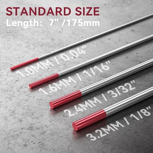 ARCCAPTAIN TIG Welding Tungsten Electrode 10-Pack 1/8"x 7" (Red)