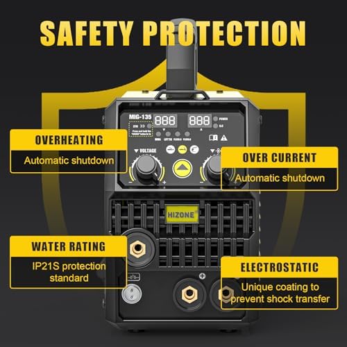 HIZONE 3 in 1 135A MIG Welder,with FLUX MIG/Stick/Lift TIG Multi-Process