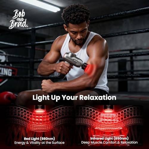 BOB AND BRAD C2 Ultra Massage Gun with Heat, Red LED & Infrared, FSA Eligible Deep Tissue Percussion Massager for Pain Relief, Electric Muscle Recovery for Athletes, HSA Approved