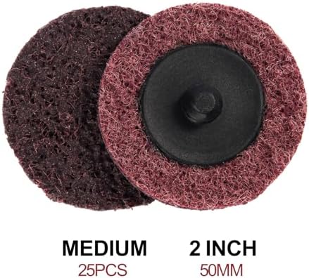 25 PCS Sanding Discs 2 Inch Quick Change Disc with 1/4" Shank Holder Snap-On Grinding Disc for Die Grinder Sanding Disc Medium Surface Conditioning Discs for Burr Finish Rust Paint Removal