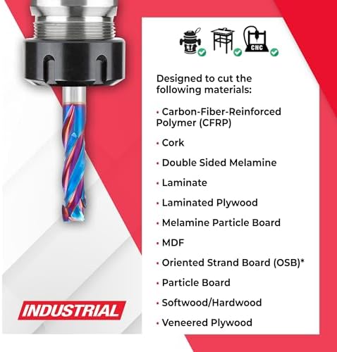 Amana Tool Spektra Extreme Tool Life Solid Carbide CNC Compression Spiral Router Bit, 46014-K, 1/2 D x 1-5/8 CH x 1/2 Shank x 3-1/2 Inch Long 3 Flute
