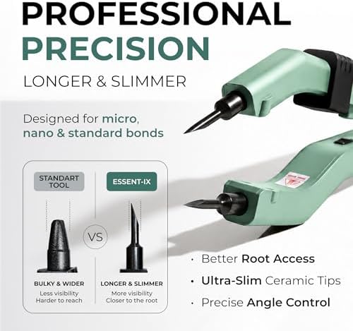 Professional Keratin Fusion Tool for Hair Extensions – Slim Long Heating Plates, Adjustable Temperature, Rapid Heat-UP, Seamless Fusion, Root Access, Salon-Quality Keratin Glue Gun (Mint Green)