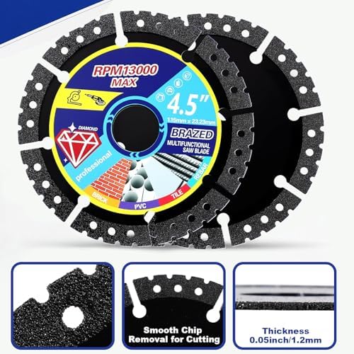 20 Pcs 4.5" Diamond Saw Blades Bulk Diamond Cutting Wheel for Angle Grinder 4 1/2'' Multi Purpose Heavy Duty Angle Grinder Discs for Cutting Metal Tile Rebar Steel Marble, 7/8'' Arbor(Sticker Style)