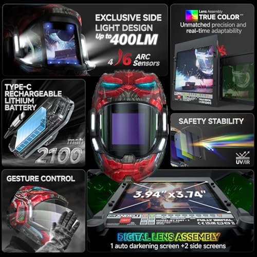 ANDELI Auto Darkening Welding Helmet with Light,with Internal Display