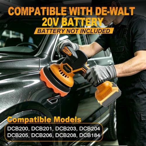 6" Cordless Rotary Car Buffer Polisher for Dewalt 20V MAX Batteries
