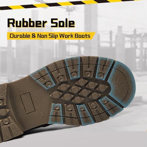 Steel Toe Boots for Men & Women,Slip On Work Boots for Construction