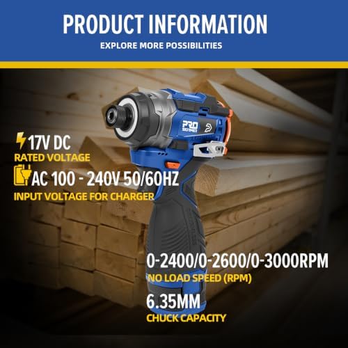 Prostormer 17V Cordless Impact Driver Set, 140Nm Brushless Screwdriver