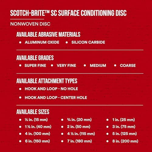 3M Scotch-Brite Surface Conditioning Disc for Sanding – Metal Surface Prep – Hook and Loop – Aluminum Oxide – Very Fine Grit – 5” diam. – Pack of 10