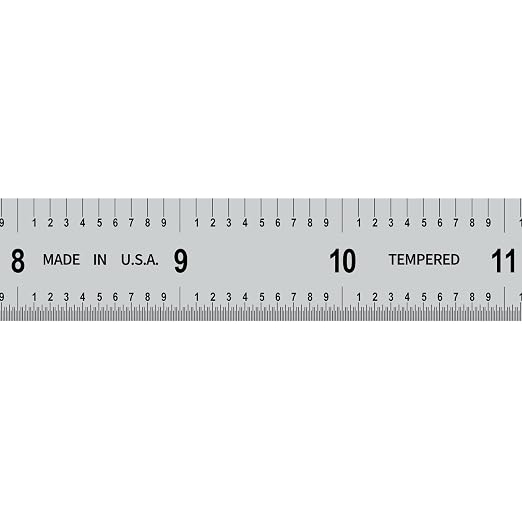 PEC Tools Metal Ruler, Machinist Rule with Satin Chrome Finish, Decimal/Metric Graduation (1/10", 1/100", 1mm, 0.5mm), 18"/450mm Flexible Steel Ruler, Trusted by Professionals, Made in USA