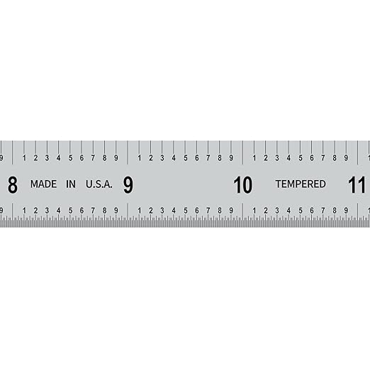 PEC Tools Metal Ruler, 6"/150mm Machinist Rule with Satin Chrome Finish, Decimal/Metric Graduation (1/10", 1/100", 1mm, 0.5mm), Flexible High-Quality Steel Ruler, Trusted by Professionals, Made in USA