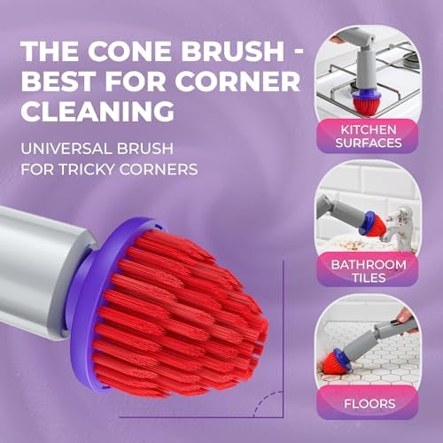 Synoshi PRO Electric Spin Scrubber with Magic Sponge, Cone Round and Steel Brushes