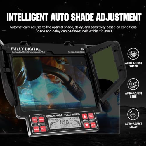 ANDELI Smart Auto-Adjust Auto Darkening Welding Helmet with 3 LED Lights