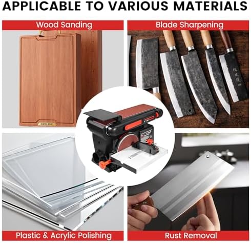 FINDBUYTOOL Belt and Disc Sander, 4.3A Benchtop Sander with 4-1/2"W x 11"L Belt Table and 10"W x 12"L Disc Table, Adjustable Belt Disc Sanders for Sanding, DIY Woodworking, Metal & Knife Sharpening