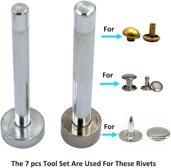 DGOL 7 pcs Metal Domed Rivet Fixing Setting Tool Spike Rivets Setter