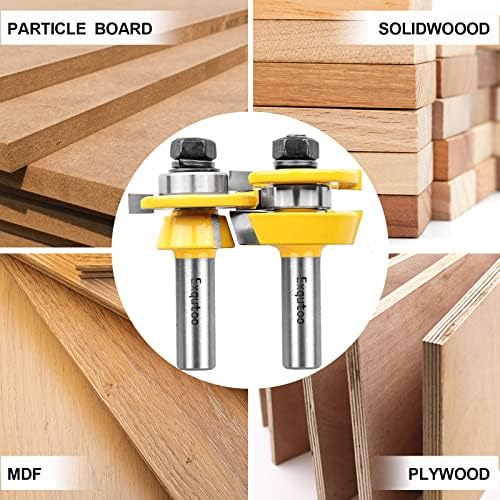 Exqutoo 1/2-Inch Shank 2 Set Bevel Shaker Rail and Stile Router Bits