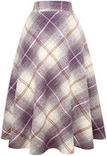 IDEALSANXUN Womens Plaid Wool Skirts Elastic Waist A-Line Pleated Tartan Long Skirts