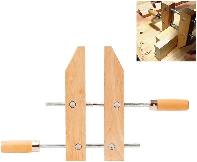 Wooden Handscrew Clamp with Stainless Steel Spindles Adjustable 6-12 Inch Clamping Range for Woodworking Projects DIY and Professional Carpentry(12inch)