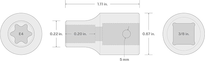 TEKTON 3/8 Inch Drive x E4 External Star Impact Socket | SID12404 | Shallow