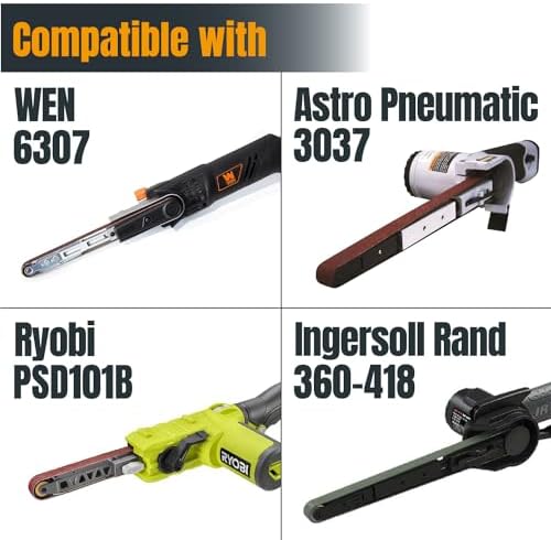 POWERTEC 1/2 x 18 Inch Sanding Belts, 20PK, 120 Grit Aluminum Oxide Belt Sander Sanding Belts for Air File Belt Sander, Woodworking, Knife Sharpening, Metal Polishing (401812)