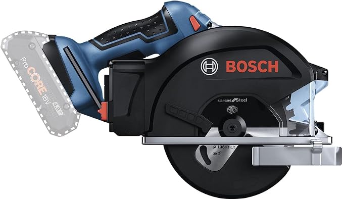 Bosch Professional Cordless Circular Saw GKM 18V-50 (Faster Work Progress, Limited Sparks and Chips, Without Batteries and Charger, in Cardboard Box)
