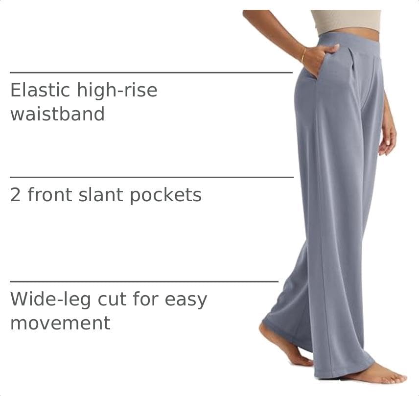 ODODOS Modal Soft Wide Leg Pants for Women High Waist Casual Relaxed Pants with Pockets-27/29"/ 31" Inseam
