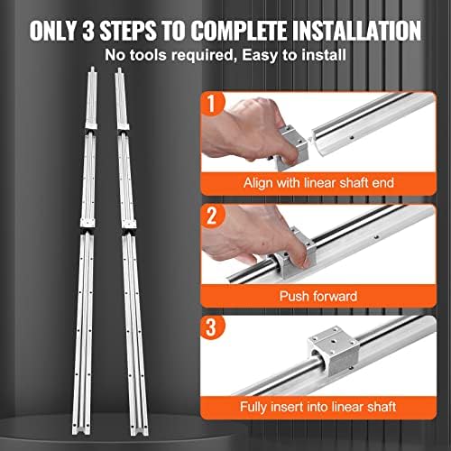 VEVOR Linear Rail Slide SBR20-1800mm 2 PCS and 4 PCS SBR20UU Slide Blocks Linear Guide Rail and Bearings Kit for Automated Machines DIY Project CNC Router Machines