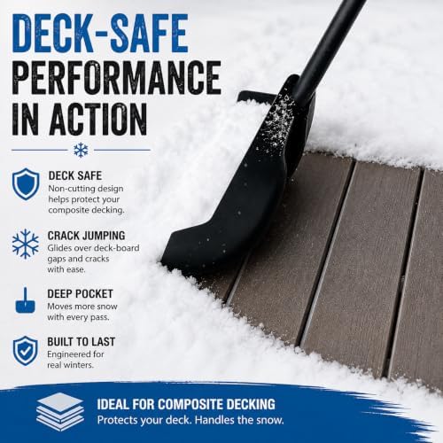 Snow Shovel for Decks & Driveways – Deck Saver™ Crack Jumper 24" Snow Shovel, Won’t Damage Decks