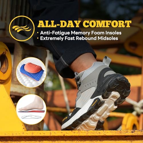 Steel Toe Work Shoes for Men Women, Puncture Resistant Safety Work Boots, 6" Lightweight Comfortable Industrial Construction Boot, Indestructible Utility Sneakers
