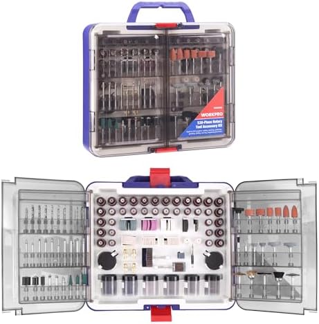 WORKPRO 530-Piece Rotary Tool Accessory Kit, Rotary Tool Bits for Easy Cutting, Grinding, Sanding, Polishing, Cleaning, Drilling, Carving and Engraving