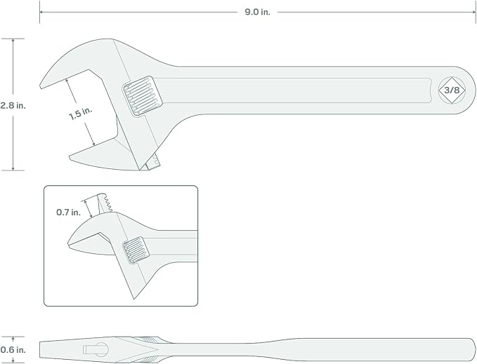 TEKTON 9 Inch Adjustable Wrench | WSA04222 | 1-1/2 in. Jaw Capacity
