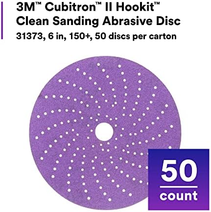 3M Cubitron, Hookit Clean Sanding Abrasive Disc 31373, 6 in, 150+ Grade, 50/Pack Discs, Virtually Dust-Free, High Performance, Multi-Hole Pattern, Feather Edging, Stock Removal (Pack of 4)