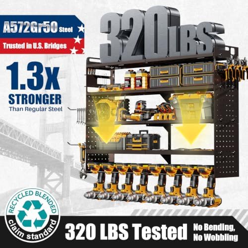Large 5-Tier Power Tool Organizer Wall Mount, 320lb Capacity, 34'' Wide