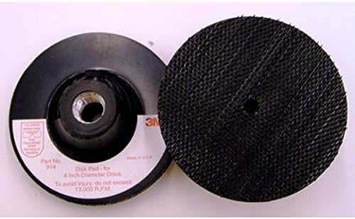 3M Disc Pad Holder - For Metal Grinding, Finishing, Surface Preparation - Use With Metalworking Power Tools - 4" x 1/8" x 3/8" x 5/8-11 Thread - 914, Black