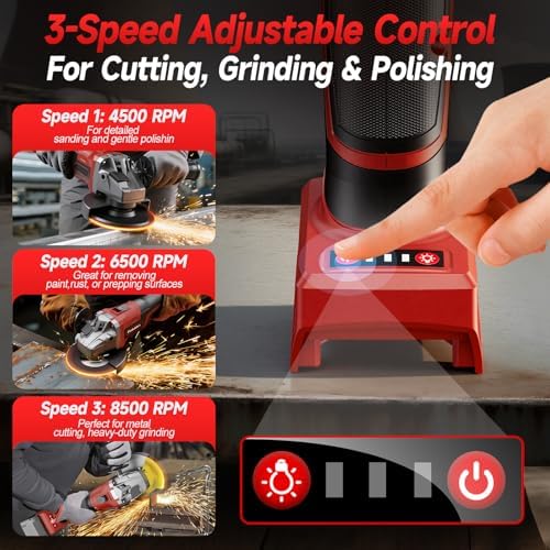 Cordless Angle Grinder Compatible with Milwaukee 18V Battery (Tool Only, No Battery), 4-1/2" to 5" Grinder, Brushless Motor 9000 RPM, M14 Spindle + 5/8-11 Adapter for Cutting Grinding