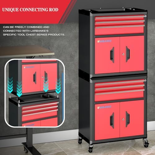 LARBANKE Rolling Tool Chest with 3 Drawers&2 Doors,Tool Chest with Wheels