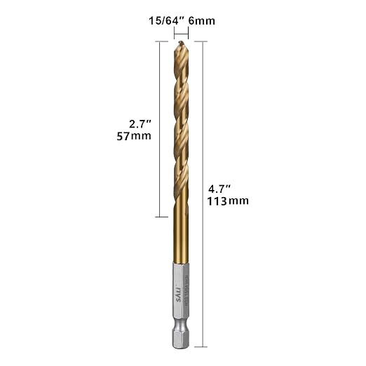 SALI Cobalt Drill Bit Set,10 Pack 15/64 Inch High Speed Steel Hex Shank Jobber Drill Bits, for Hardwood, Aluminum,Metal,Copper,Alloyed Steel