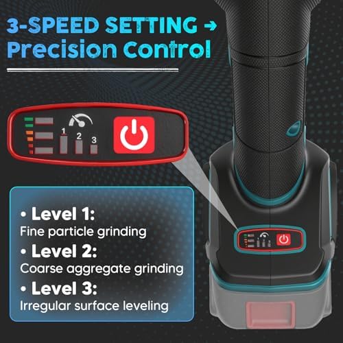 5 Inch Concrete Surface Grinder for Makita 18V Battery (No Battery), Brushless Concrete Surface Planer with Dust Extraction Shroud and Auxiliary Handles, 1000W 9000 RPM, 3-speed Adjustment