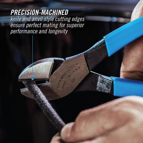 Channellock Diagonal Cutting Plier E337 - Lap XLT Joint, Code Blue Grips - 7-Inch